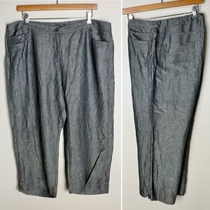 EILEEN FISHER Linen Blend Wide Leg Crop Pants Lagenlook Resort Wear Minimal 2X